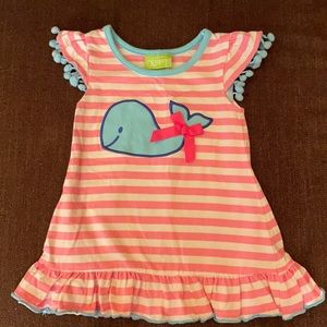 Classic Whimsy 12Mo pink striped whale dress